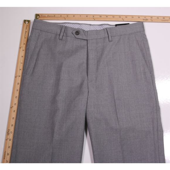 Berle Gray Wool Stretch Flat Front Dress Pants Trousers 34 x unhemmed New - Picture 4 of 9
